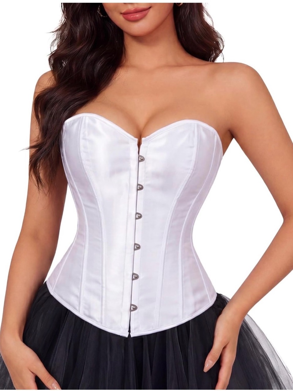 Strapless White Satin Corset Top